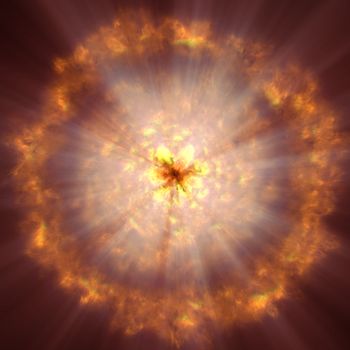 fire flame ball explosion in space, abstract illustration