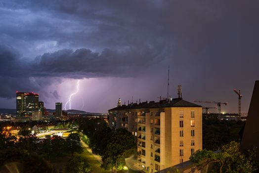 Thunderstorm over the South of Vienna, Austria