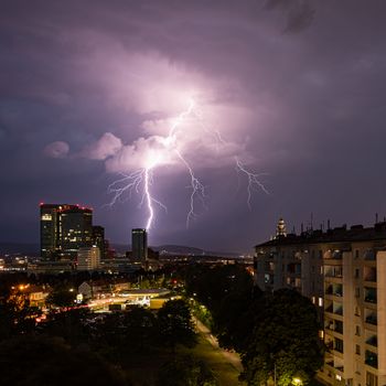 Thunderstorm over the South of Vienna, Austria