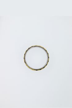 A white gold round ring on isolate background