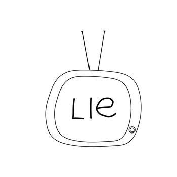 doodle style tv with the word lie on screen