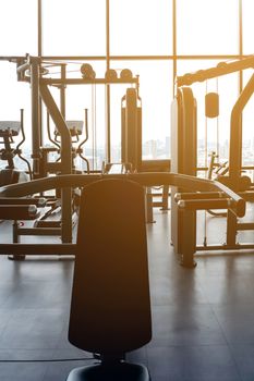 exercise machines in an empty gym