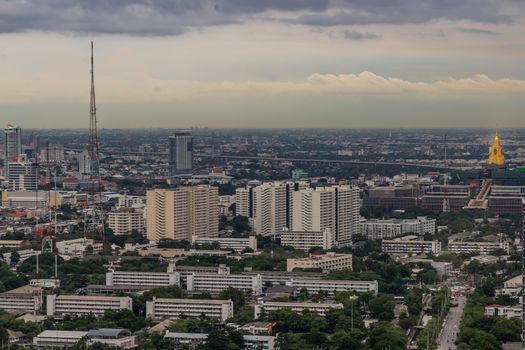 Bangkok, Thailand - Jul 25, 2020 : City view of Bangkok before the sunset creates energetic feeling to get ready for the day waiting ahead. No focus, specifically.