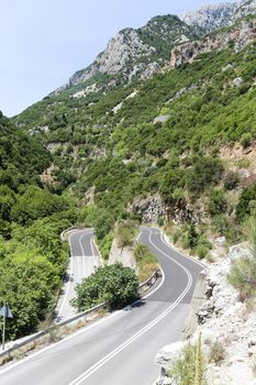 Taygetos Mountain road in the rocks between Kalamata and Sparta