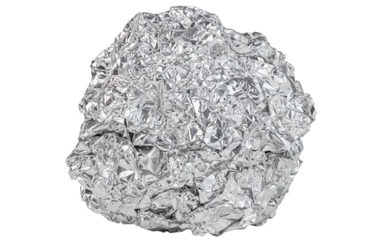 aluminium foil ball isloated on white background.