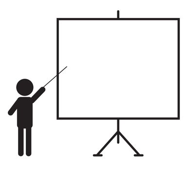 Training icon on transparent background. flat style. an presenting something on a board sign. presentation icon for your web site design, logo, app, UI.