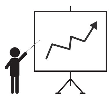 Training icon on transparent background. flat style. an presenting something on a board sign. presentation icon for your web site design, logo, app, UI.