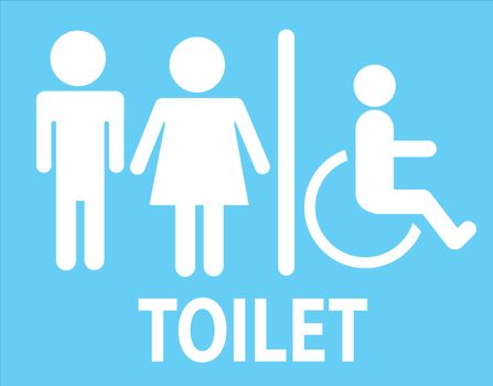 a man and a lady toilet sign,  toilet sign on blue background