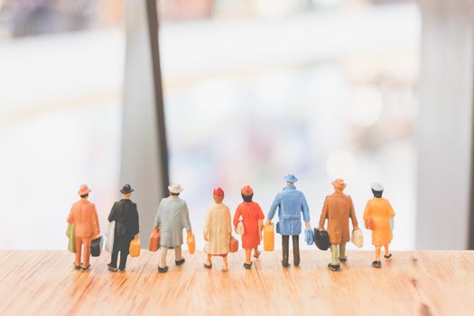 Miniature people : Travellers walking on The bridge , Holiday and Travel concept
