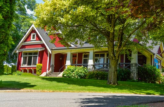 Big new farmer's house in British Columbia, Canada. Huge family house with road way on the front