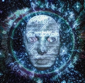 Spiritual composition. Face of ghost or spirit