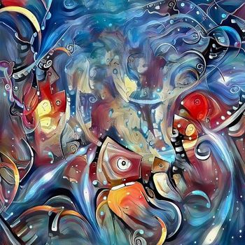 Colorful abstract modern painting. Illusion of Time