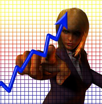 Business woman and financial graphs