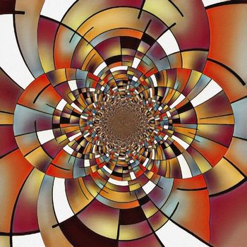 Abstract painting. Mirrored round fractal