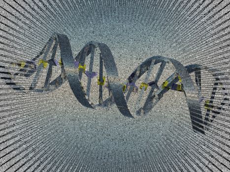 DNA chain. Image composed entirely of words