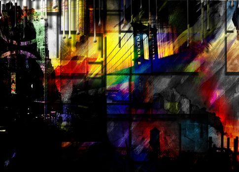 City Industrial Abstract. Manhattan Bridge