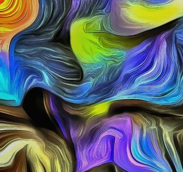 Dimensional Layered Abstract of Swirling Colors. 3D rendering