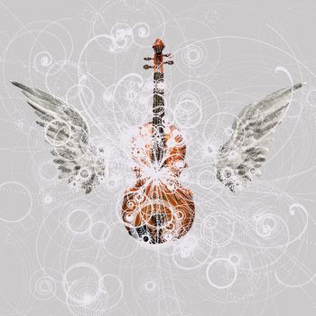 Violin with white wings