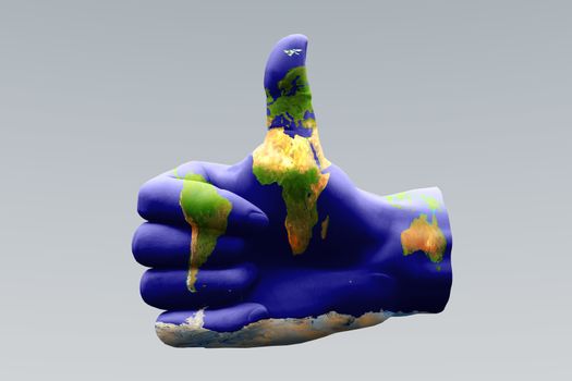 Global Thumbs Up. 3D rendering