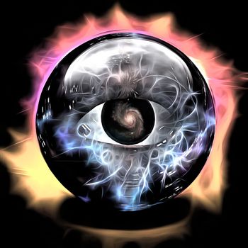 Spiritual painting. Wizard eye in crystal ball