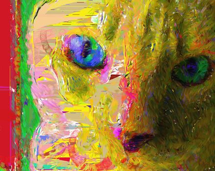 Colorful painting. Cat face