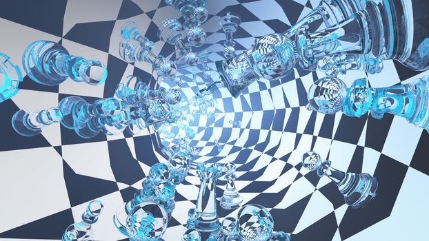 Surrealism. Chess tunnel