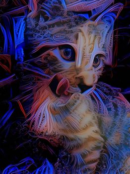 Kitten. Vivid Painting