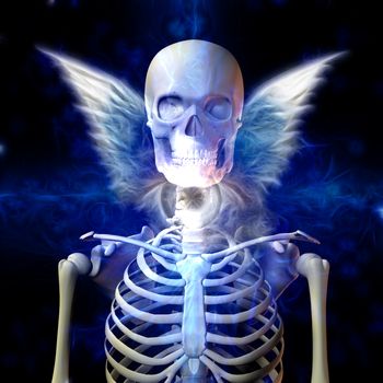 Spiritual composition. Winged Skeleton with Eye