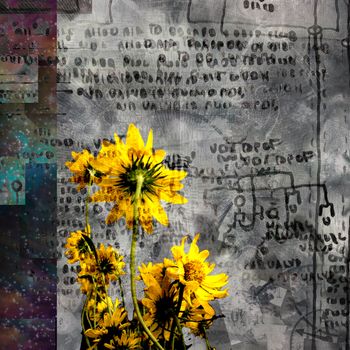 Yellow flowers on abstract background