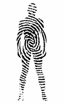 Fingerprint in shape of man's silhouette.