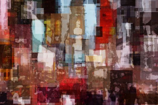 Times Square, New York. Abstract painting