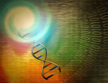 Surrealism. DNA chain. Binary code.
