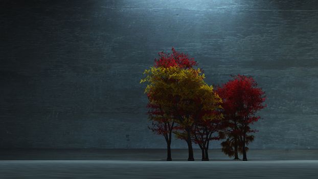 Japanese garden. Colorful trees