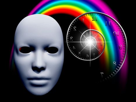 White mask and time spiral. Rainbow