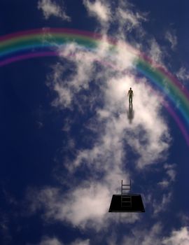 Mans Journey of the Soul. Rainbow in the sky