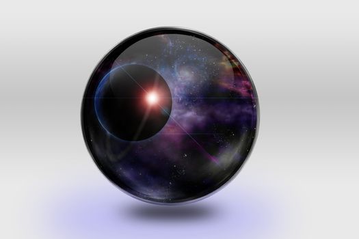 Space is contained inside of glass sphere