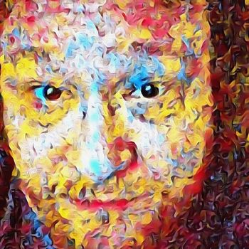 Abstracted painting. Colorful man face