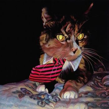 Modern art. Cat in tie.