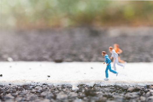 Miniature people : Running on  street , Health And lifestyle concepts