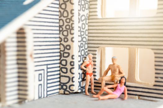 Miniature people stay at home doing self-quarantine to avoid coronavirus, , stay home concept