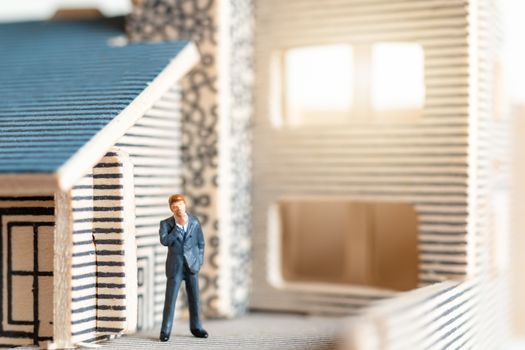 Miniature people stay at home doing self-quarantine to avoid coronavirus, , stay home concept