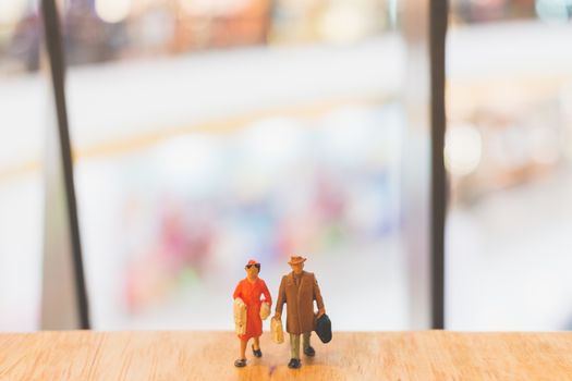 Miniature people : Travellers walking on The bridge , Holiday and Travel concept