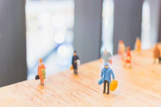 Miniature people : Travellers walking on The bridge , Holiday and Travel concept