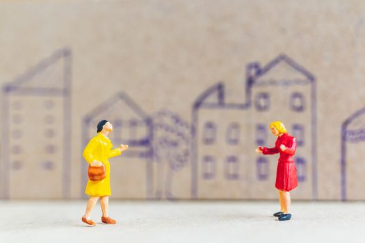 Miniature people stay at home doing self-quarantine to avoid coronavirus, , stay home concept