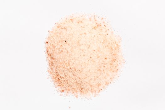 Pink salt , Himalayan salt on white background
