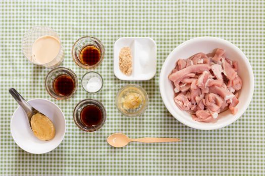 Thai food , Homemade Menu pork and fresh milk and ingredient