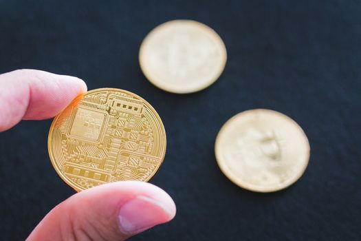 Bitcoin Cryptocurrency Digital Bit Coin BTC Currency Technology Business Internet Concept.