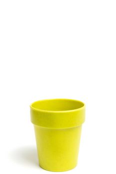 Recycled materials biodegradable tree pot isolated on a white background