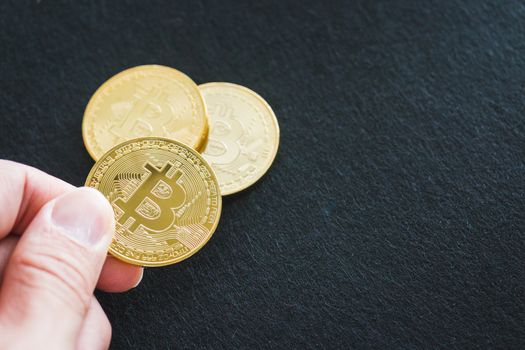 Bitcoin Cryptocurrency Digital Bit Coin BTC Currency Technology Business Internet Concept.