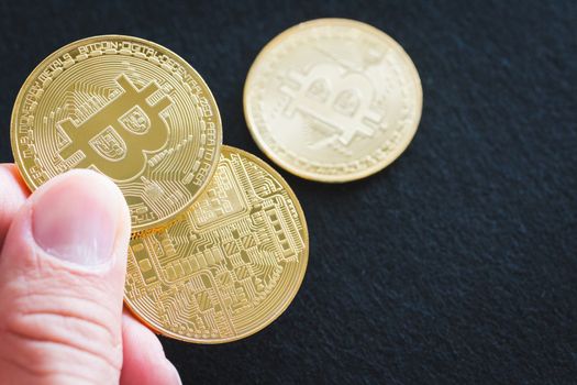 Bitcoin Cryptocurrency Digital Bit Coin BTC Currency Technology Business Internet Concept.